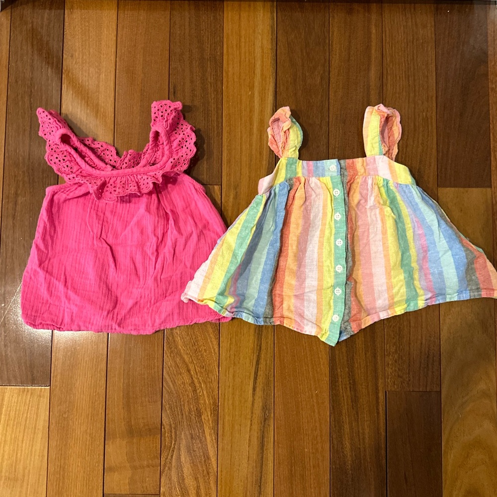 Pink and Rainbow strip gauze tops